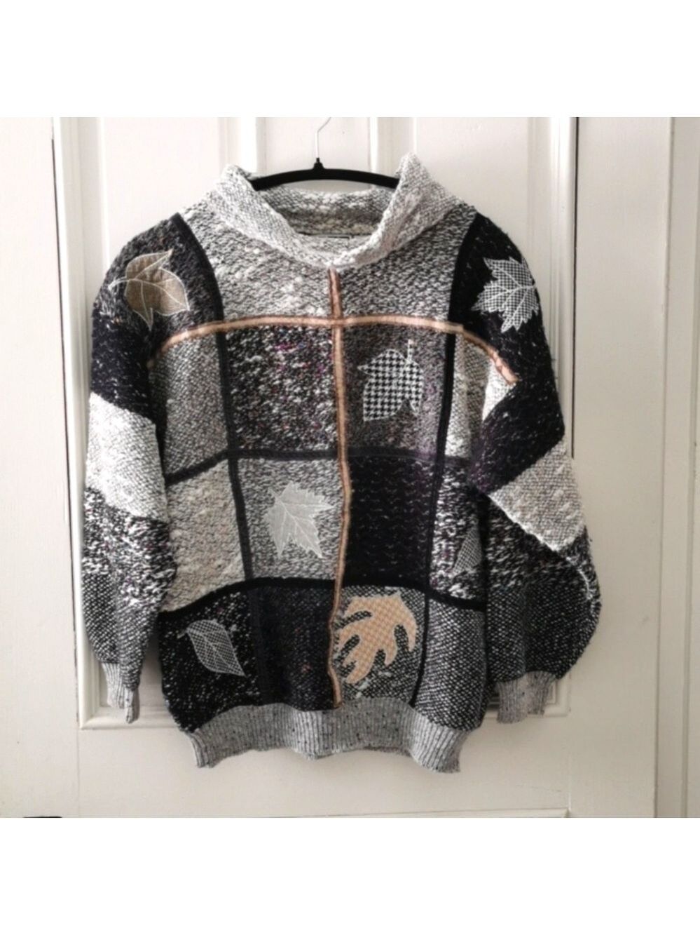 Vintage cottagecore fall leaves, peplum grandpa sweater. Size Medium. EUC